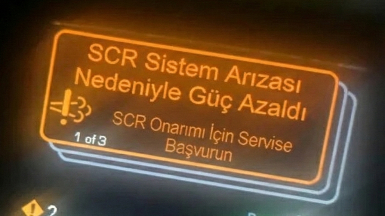 SCR Sistem Arızası Nedeniyle Güç Azaltıldı - SCR Onarımı İçin Servise Başvurun Uyarı Işığı